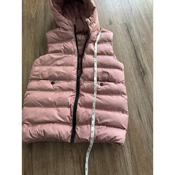 Zara Girls Pink Hooded Puffer Vest Size 9-10 - Picture 6 of 7